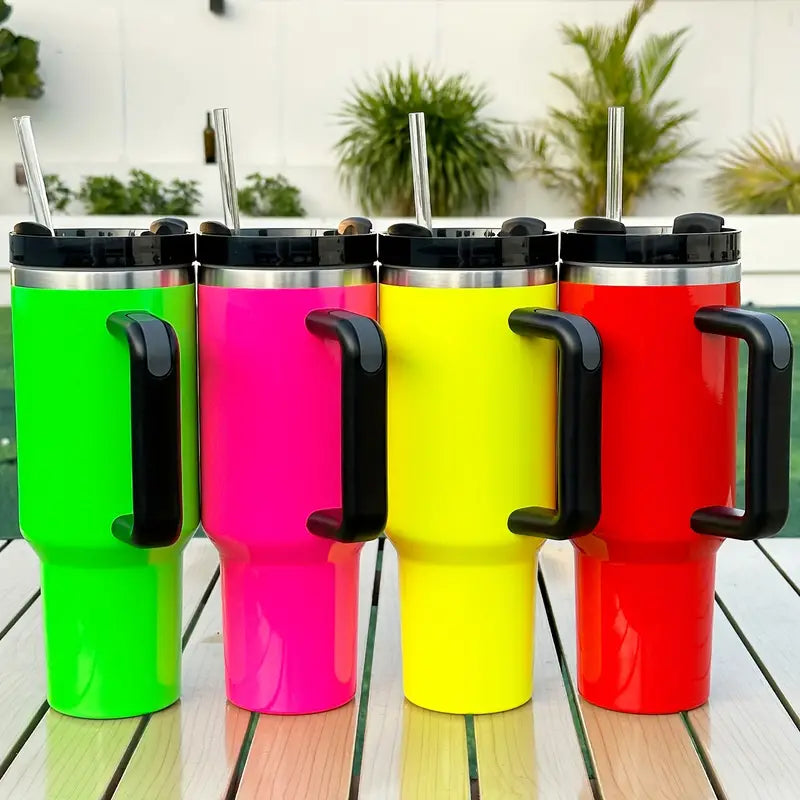 2024 New Color Tumbler With Lid, 40oz Stainless Steel Insulated Water Bottle With Handle